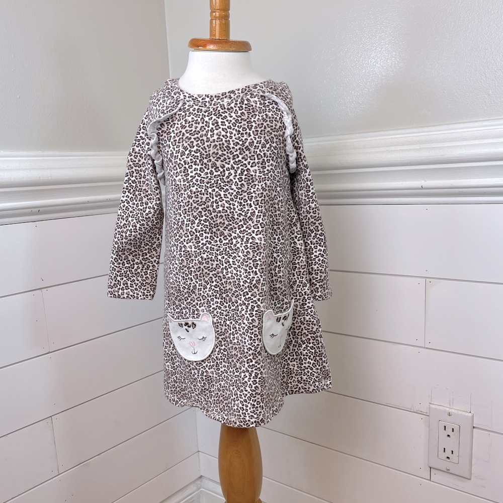 Bonnie Baby Animal Print Dress with Cute Cat Face Pockets 18 months